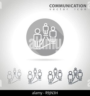 Social communication outline icon set, collection connected human figures, vector illustration Stock Vector
