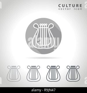 Culture outline icon set, collection of harp images, vector illustration Stock Vector