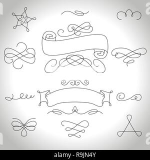 Calligraphic elements and page decorations for design, vector illustration Stock Vector