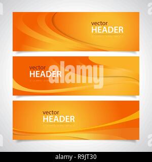 Set of orange wavy banners, vector illustration Stock Vector