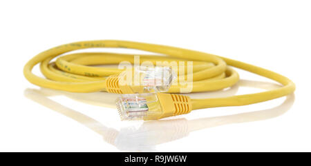 LAN network connection Ethernet RJ45 cable isolated on white  background Stock Photo