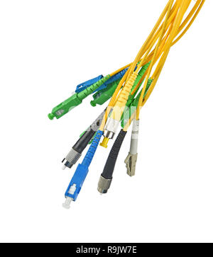 Fiber Optic CONNECTORS isolated on white background Stock Photo