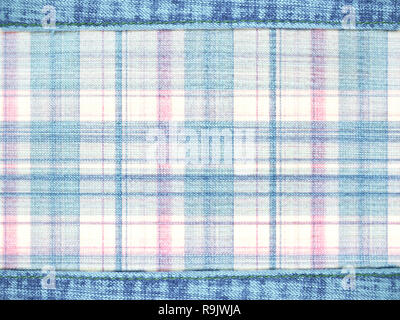 Jeans texture with checkered pattern Stock Photo