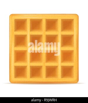 belgian waffle sweet dessert for breakfast vector illustration isolated on white background Stock Vector