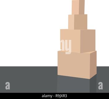 Empty room with a white wall and moving boxes on the floor vector illustration Stock Vector