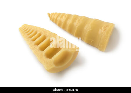 Simmered winter bamboo shoots isolated on white background Stock Photo