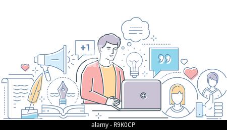 Live stream - modern line design style illustration Stock Vector