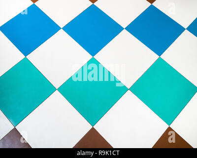 top view of mosaic floor from multicolored PVC tiles Stock Photo