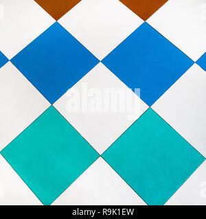 top view of checkered flooring from multicolored PVC tiles Stock Photo