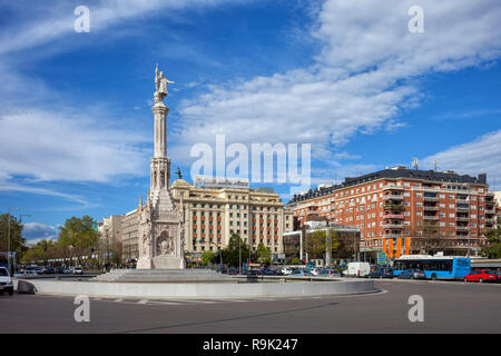 Columbus Square - Plaza de Colon in city of Madrid in Spain Stock Photo