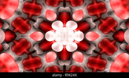 Abstract Colorful Love Heart and Passion Colors Concept Symmetric Pattern Ornamental Decorative Kaleidoscope Movement Geometric Circle and Star Shapes Stock Photo