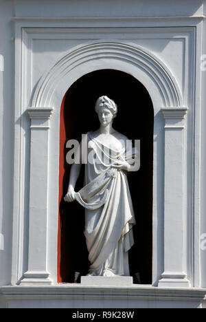 Ukraine. Odessa. Sculpture of Ceres, goddess of agriculture, carrying the attributes of the sickle and the spike. Facade of the town hall of the city. Stock Photo