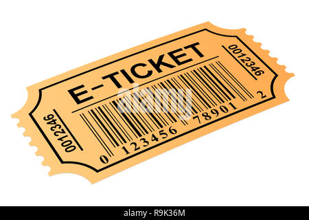 Electronic ticket, e-ticket. 3D rendering isolated on white background Stock Photo