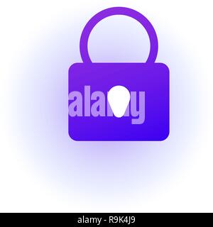 Web icon. Padlock. Sign lock. Purple gradient. Stock Vector