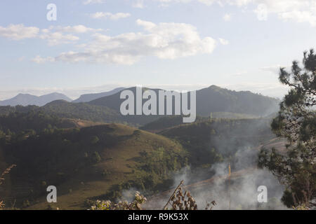 landscape on the top of the mountain with city view in Xiengkhouang, Laos Stock Photo