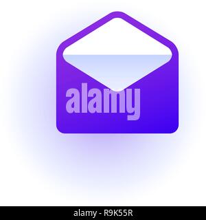 Web icon. Open the envelope. Purple gradient. Stock Vector