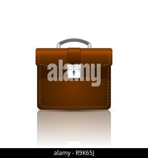 Leather briefcase on a glossy surface. Vector illustration Stock Vector