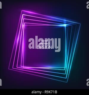 The shining neon banner. Multi-colored bright framework. Design element. Abstract background. Vector illustration. Stock Vector
