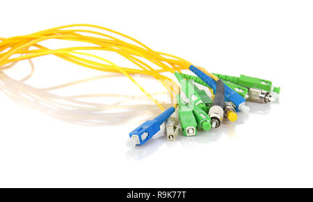 Fiber Optic CONNECTORS isolated on white background Stock Photo