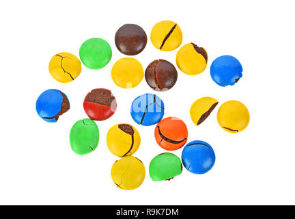 colorful chocolate buttons on a white background Stock Photo