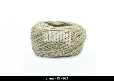 Hemp rope roll isolated on white backgroung. with clipping path Stock Photo