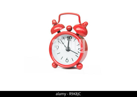 Red alarm clock isolated on white background with clipping path Stock Photo