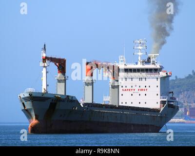 Cargo Ship Underway. Stock Photo