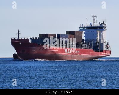 Container Feeder Ship Stock Photo