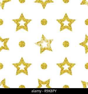 Seamless gold glitter texture isolated on golden background. Sparkle sequin  tinsel yellow bling. Stock Illustration