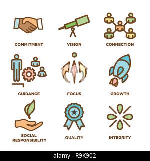 Core Values Outline / Line Icon Conveying Specific Purpose Stock Vector