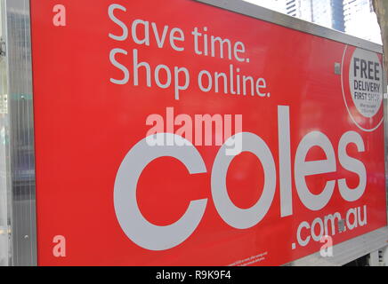 Coles supermarket truck deliver groceries in Melbourne Australia Stock Photo