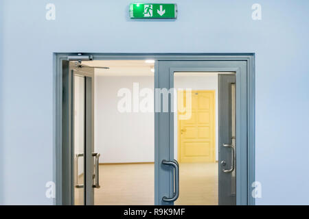 exit sign above the door Stock Photo
