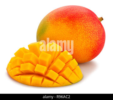 sliced mango path isolated Stock Photo