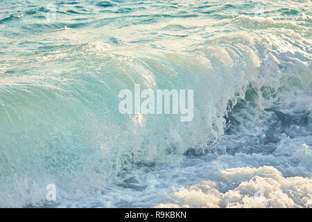 Storming sea and wide-spreading waves, Cyprus coastline. Stock Photo