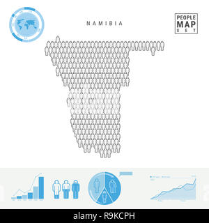 Namibia population map. Large group of realistic a diverse crowd of ...