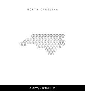 People Map of North Carolina, US State. Stylized Silhouette, People Crowd in the Shape of a Map of North Carolina. North Carolina Population. Illustra Stock Photo