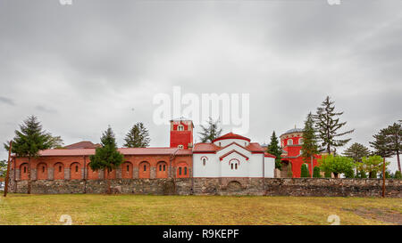 Famous Orthodox Monastery Zica, Kraljevo - Church of the Holy Dormition, 13th century Byzantine Romanesque monastery Stock Photo