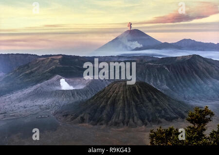 Sunrise on Mount Bromo, Java Island, Indonesia Stock Photo