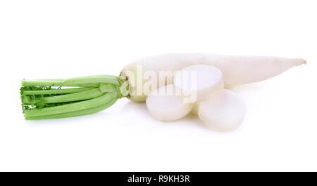 Daikon radishes isolated on white background Stock Photo