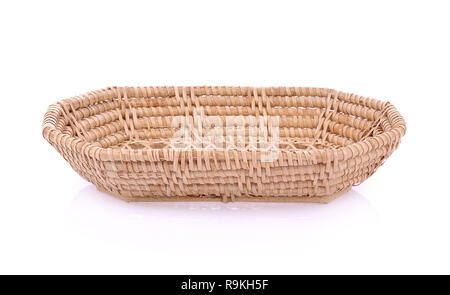vintage weave wicker basket isolated on white background Stock Photo