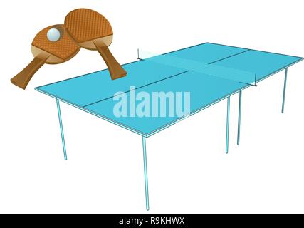table tennis. racket and ball isolated on white Stock Vector