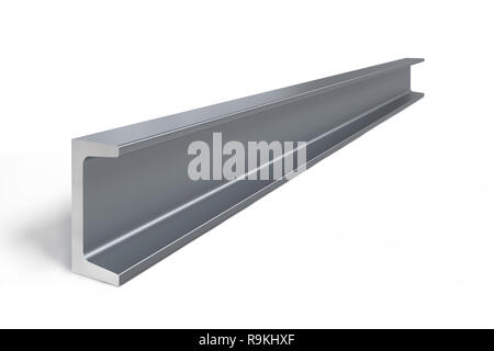 Single steel C-beam isolated on white background -  3D render Stock Photo