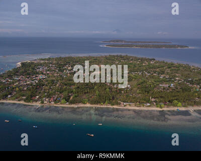 Gili Air, West Nusa Tenggara, Indonesia by from 120 meters up Stock Photo