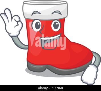 Okay christmas santa boot isolated on mascot Stock Vector
