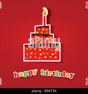Abstract Colorful Birthday Card, Flyer Or Cover Design With Cake and Candle in Editable Vector Format Stock Vector