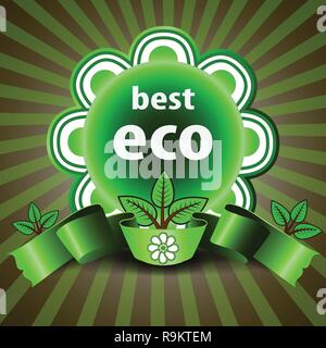 Best Eco - Green Retro Styled Eco Friendly Satisfaction Guarantee or Quality Commitment Label or Badge Template for Business or Promotion, Vector Stock Vector