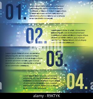 Colorful Numbered Header or Banner Designs with Bokeh Effect - Illustration in Freely Editable Vector Format Stock Vector