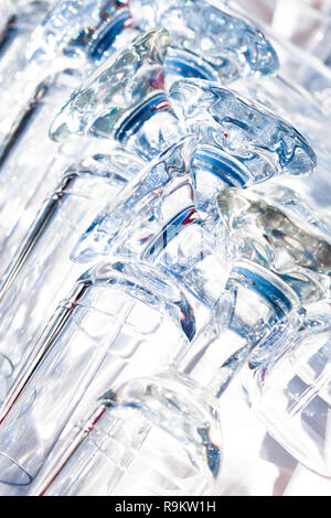 Champagne glasses ready for celebrations on board Cunard liner "Queen Victoria" Stock Photo