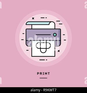 Print, flat design thin line banner. Vector illustration. Stock Vector