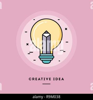 Creative Idea Thin Line Icon. Brain in lightbulb innovation logo ...